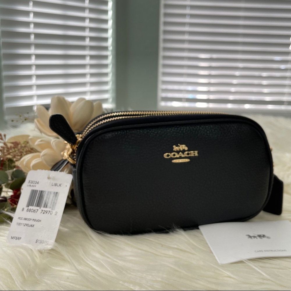 NWT Coach Crossbody Pouch in Pebble Leather